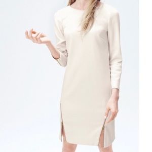 J Crew | Cream Zip Long Sleeve Dress Sz 00 EUC